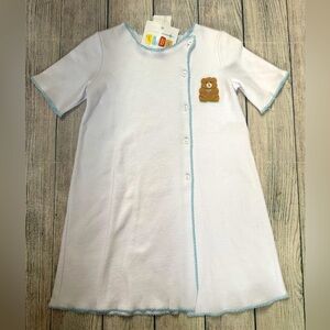 White Baby Gown with Bear Patch